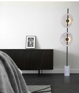 Lampade da Terra Moderne di Design con Paralume Rotondo in Metallo e Vetro, <span class=keywords><strong>Base</strong></span> in Marmo - Product Image 3