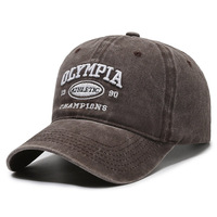 Casquette de baseball rétro unisexe 6 panneaux brodée de lettres, effet vieilli, en coton PVC, protection solaire, pour l'extérieur
