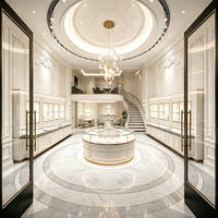 Solution clé en main pour magasin de bijoux de luxe européen, intérieur de style français avec vitrines à finitions dorées