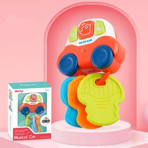 Coche de dibujos animados para bebé, <span class=keywords><strong>mordedor</strong></span> sensorial, juego de actividades con música masticable, llave de coche para bebé, juguete lavable para niño pequeño - Product Image 3