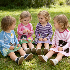 ชุดเดรสเด็กผู้หญิงลายการ์ตูนทรงเอ ผ้าฝ้าย แขนยาว สำหรับฤดูใบไม้ผลิและฤดูใบไม้ร่วง เสื้อผ้าเด็กเล็กขายส่ง ชุดเดรสเด็ก - Product Image 5