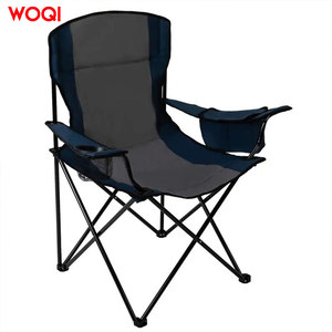 Chaise pliante de camping Woqi, bleu marine, structure en aluminium, tissu Oxford, avec porte-gobelet - Product Image 1
