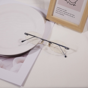 Gafas Ópticas Octogonales Vintage sin Montura, Patillas de Titanio Grabadas, Ultraligeras, de Lujo, para Miopía con Prescripción - Product Image 2