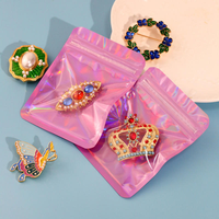 Pochette de présentation en plastique composite sécurisée pour bijoux, sac d'emballage personnalisé avec fermeture éclair pour boucles d'oreilles, bagues, colliers et accessoires