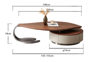 <span class=keywords><strong>Tavolino</strong></span> da caffè in foglia di lusso moderno piano in <span class=keywords><strong>legno</strong></span> massello con Base in acciaio inox cassetto di stoccaggio per soggiorno nordico centro tavolo Set - Product Image 4