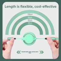 Cable de Datos Retráctil 3 en 1 con Conectores Micro USB/Tipo-C, Diseño Macaron, Logotipo Personalizado, Carga Rápida para iPhone