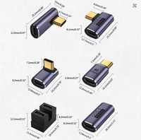 Adaptador Usb C macho a hembra de 90 grados, Usb4, 40Gbps, 100W, carga rápida para Notebook, Macbook, transmisión de alta velocidad, enchufe duradero