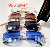 Nouvelles Lunettes de Soleil Hip Hop pour Hommes et Femmes, Design Tendance, Testées au Diamant, en Argent 925 Entièrement Serties de Moissanite