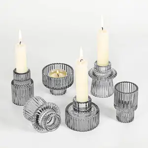 Whole Sales Nordic Art Taper Glass Candle Holder Craft for Home Decoration