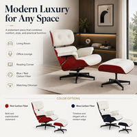 Fauteuil et ottoman en cuir style Ames avec coque en fibre de carbone pour réception et salon – Vente en gros, Fournisseur B2B, Personnalisation OEM