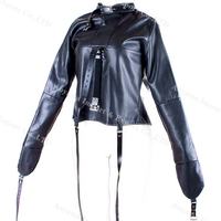 Vente chaude haut du corps lié femmes camisole de force Faux cuir Strict Bondage crépus fantaisie veste droite esclave Costumes