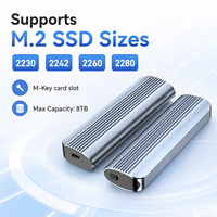 Carcasa para SSD M.2 NVMe/SATA, USB-C 3.2 Gen2 10Gbps, Sin Herramientas, Compatible con SSD de 8TB 2230/2280, Doble Protocolo, Carcasa de Aluminio