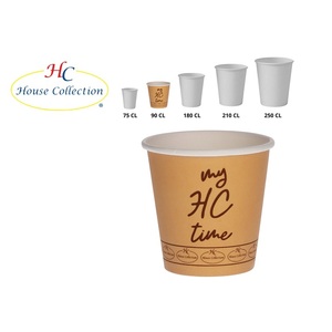Set da 50 Bicchieri Monouso in Carta Kraft Biodegradabile da 90ml con Manico Dorato e Logo Personalizzato per Caffè Caldo, Yogurt, Biscotti Zuccherati - Product Image 1