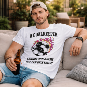 T-Shirt da Portiere con Grafica 'Save <span class=keywords><strong>the</strong></span> Game', Maglietta Oversize Bianca da Calcio, Top Sportivo da Tifoso di Calcio per Uomo, 100% Cotone - Product Image 4