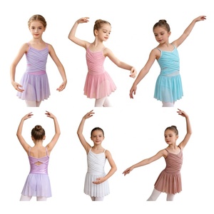 Justaucorps de ballet pour filles avec jupe en maille intégrée, corsage croisé, bretelles spaghetti, robe de danse, tenue de cours, costume de récital, personnalisable - Product Image 1