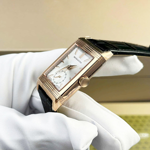 <span class=keywords><strong>Orologio</strong></span> <span class=keywords><strong>da</strong></span> <span class=keywords><strong>Polso</strong></span> Slim Reversibile a Carica Manuale, Cassa in Oro Rosa, Cinturino in Pelle Nera Effetto Coccodrillo, Quadrante Argento Sunburst, Piccolo Secondo Quadrante - Product Image 4