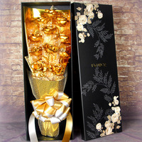Bouquet de Roses artificielles pour la saint-valentin, cadeau pour petite amie, décor de mariage, Roses éternelles, feuille plaquée, or 24k