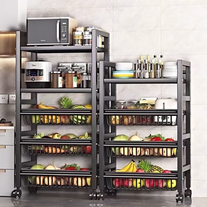 Étagère de cuisine mobile <span class=keywords><strong>à</strong></span> 3/4/5 niveaux, panier <span class=keywords><strong>à</strong></span> légumes et fruits sur pied, support de rangement de cuisine domestique mobile - Product Image 4