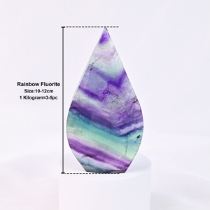Phổ biến cầu vồng fluorite đồ trang trí Reiki Fengshui đá quý Tay Chạm Khắc pha lê fluorite Teardrop thủ công mỹ nghệ cho thiền - Product Image 5