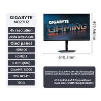 Moniteur de jeu Gigabyte Mo27u2 26,5 pouces Oled 4k 240hz 0,03ms