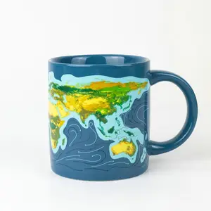 Thăng hoa công suất lớn màu xanh tráng men đầy màu sắc thay đổi nhiệt Mug thân thiện với môi trái đất ma thuật Mug gốm cho món quà