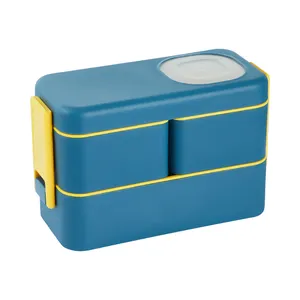 2023 Hotselling Recipientes De Almoço De Duas Camadas Bento Lunch Box Embalagem De Alimentos Retângulo De Plástico Shantou Bento Arroz Bola Shaker 60 Pcs