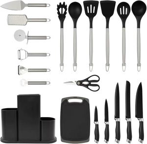 <b>Kitchenware</b> Set Nice Looking New Style Black Pink Green Luxury Premium Kitchen Tools Set Silicone Cooking Utensils Set - Product Image 2