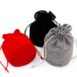 Custom Velvet Eco-Friendly Drawstring Pouch Bags Black Red White Colors for Party Western <b>Embroidery</b> Gift Candle Use Wholesale - Product Image 5