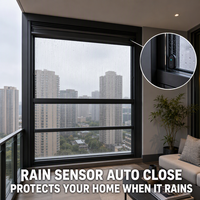 Ventana Eléctrica Inteligente Moderna con Marco de Aleación de Aluminio, Doble Acristalamiento Templado, Control Remoto, Insonorizada, Impermeable y Resistente a la Lluvia