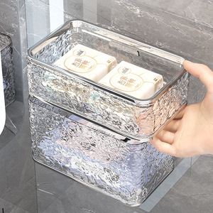 Stylish <b>Wall</b> <b>Mounted</b> Toilet Paper Holder Rectangular Waterproof Multipurpose No Drilling Required For Bathroom Use - Product Image 3