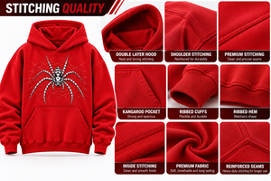 Sudadera con Capucha Roja para Hombre, Nueva Colección 2026, con Bolsillo Delantero Tipo Canguro, Estampado Gráfico de Telaraña Plateada, Sudadera Informal de Manga Larga - Product Image 5