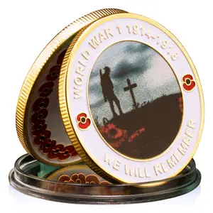 हम प्रथम विश्व युद्ध (1914-1918) संग्रहणीय सोना मढ़वाया स्मारिका सिक्का रचनात्मक उपहार स्मारक सिक्का याद करेंगे