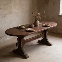 Table à manger industrielle en bois massif, design rustique scandinave artisanal TAILAI, grain naturel, durable, pour la maison ou le bar