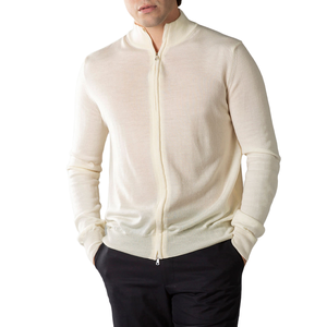 Cárdigan de Hombre con Cierre, Cuello Mao, 100% Lana, Antipilling, Color Sólido, Transpirable, Personalizable, para Otoño - Product Image 1