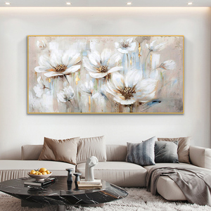 Decorazioni per la casa <span class=keywords><strong>fiori</strong></span> bianchi dorati astratti pittura a olio fatta a mano <span class=keywords><strong>su</strong></span> <span class=keywords><strong>tela</strong></span> immagini a parete dipinte a mano grande arte della parete - Product Image 2