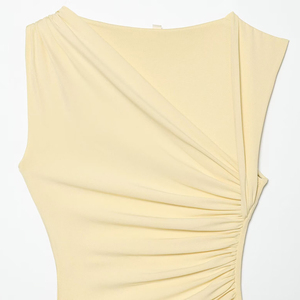 PB&ZA Vestido Midi de Verano 2026 para <span class=keywords><strong>Mujer</strong></span>, Nuevo, Elegante, con Cuello Asimétrico, Sin Mangas, Plisado, Vestidos Femeninos, Robe <span class=keywords><strong>Mujer</strong></span> - Product Image 4