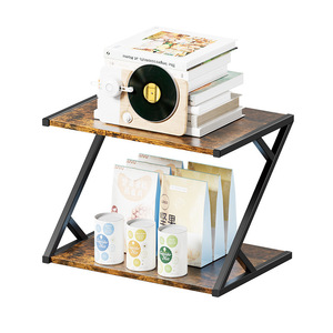 Étagère de rangement en bois et fer à double couche, organisateur de bureau à 2 niveaux pour imprimante, projecteur, articles divers, usage domestique et de bureau - Product Image 5