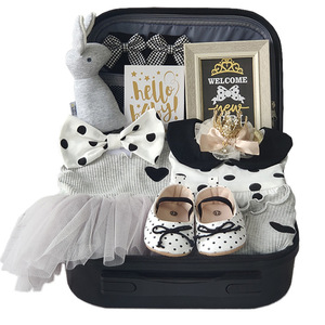 Caja de Regalo de Alta Gama para Bebé, Vestido Negro y Dorado de Princesita con Estampado de Puntos, Conjunto de Algodón Puro, Regalo para Bebé Niña, Luna Llena, 100 Días - Product Image 5