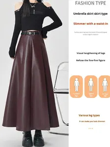 <span class=keywords><strong>Jupe</strong></span> en <span class=keywords><strong>cuir</strong></span> marron femmes automne/hiver 2025 nouvelle longue taille haute minceur <span class=keywords><strong>drapée</strong></span> a-ligne PU <span class=keywords><strong>cuir</strong></span> plissé <span class=keywords><strong>jupe</strong></span> évasée - Product Image 5