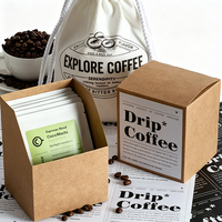 Boîte à café en papier kraft avec logo personnalisé, boîte en carton pliable pour sachets de café à suspendre et emballages de café