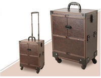 Valise à roulettes personnalisée en aluminium pour maquilleur, avec tiroir, grande capacité, résistante à l'eau, pour cosmétiques