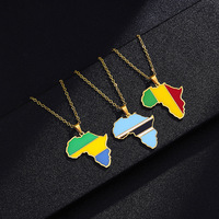 DUYIZHAO Collier Pendentif Carte des Pays Africains en Acier Inoxydable pour Homme Pendentifs Maroc Tunisie Bénin Egypte Carte