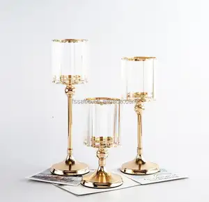 Оптовая продажа, Хрустальный держатель для свечей, популярный новый дизайн, набор, элегантный высокий стеклянный держатель для свечей