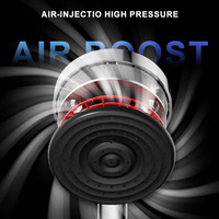 Pommeau de Douche Portable à Injection d'Air Haute Pression Filtrée, Chromé, 3 Modes, Bouton Unique, Auto-Nettoyant pour Salle de Bain, Maison, Hôtel