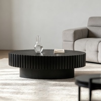 Table basse convertible de style Mid-Century Modern avec lattes en bois massif cannelé, MDF, style Wabi-Sabi, pour salon, couleur personnalisable, hôtel, villa