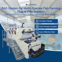 Système RAS intégré avec biofiltre à lit mobile et filtre à tambour 15-20T/h, équipement d'aquaculture pour élevage de poissons et crevettes en intérieur