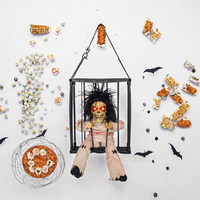 Jouet fantôme suspendu d'Halloween, fantôme en cage de prisonnier, avec lumière électrique et son, peut être accroché ou porté à l'épaule, pour l'extérieur