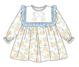 Vestido de calabaza de Acción de Gracias bordado personalizado para niños, peleles informales transpirables, trajes OEM para <span class=keywords><strong>hermanos</strong></span> y bebés - Product Image 3