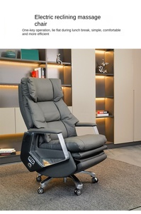 Sedia da Ufficio Direzionale Moderna di Alta Gamma in Pelle con Funzione Massaggio, Altezza Regolabile, Base Girevole - Computer Multifunzionale di Lusso - Product Image 2