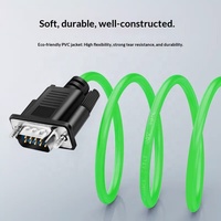 Kabel Serial RS232 DB9 9-Pin Industri Male Female 485 Hijau Fleksibel Kabel Koneksi Port COM